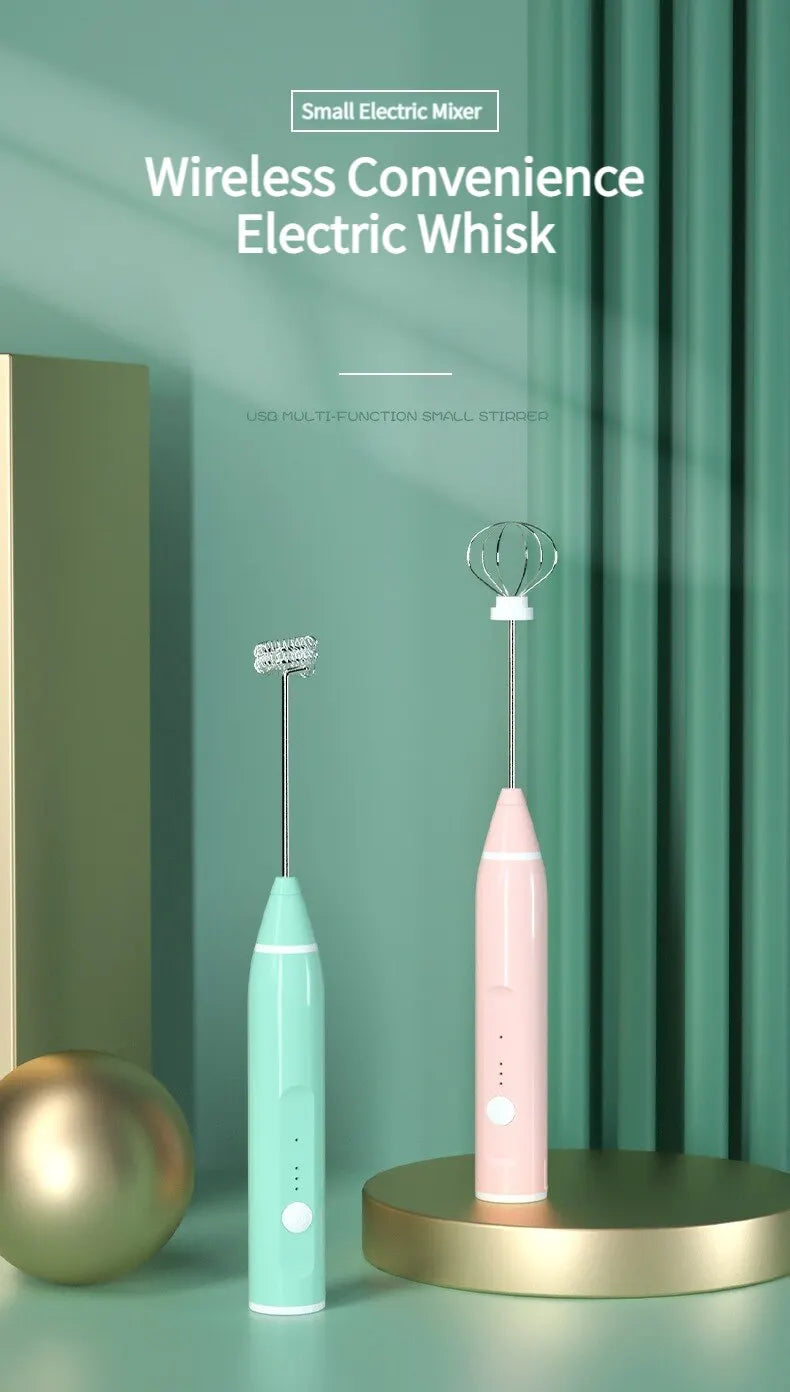 1 PCS Electric Milk Frother Portable Egg Beater USB Rechargeable