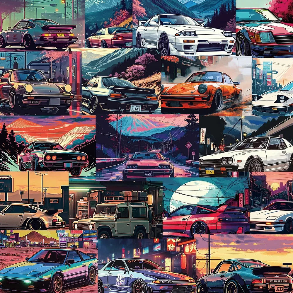 10/30/50pcs Japanese JDM Retrofit Racing Stickers Car Laptop Waterproof Sticker Decals