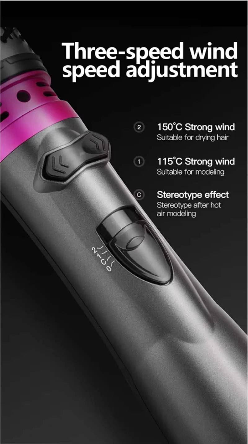 Multifunctional 3 In 1 Hot Air Brush Automatic Rotating Curler Round Rotating Rotating Hair Brush Hot Air Dryer Volumizer Styler