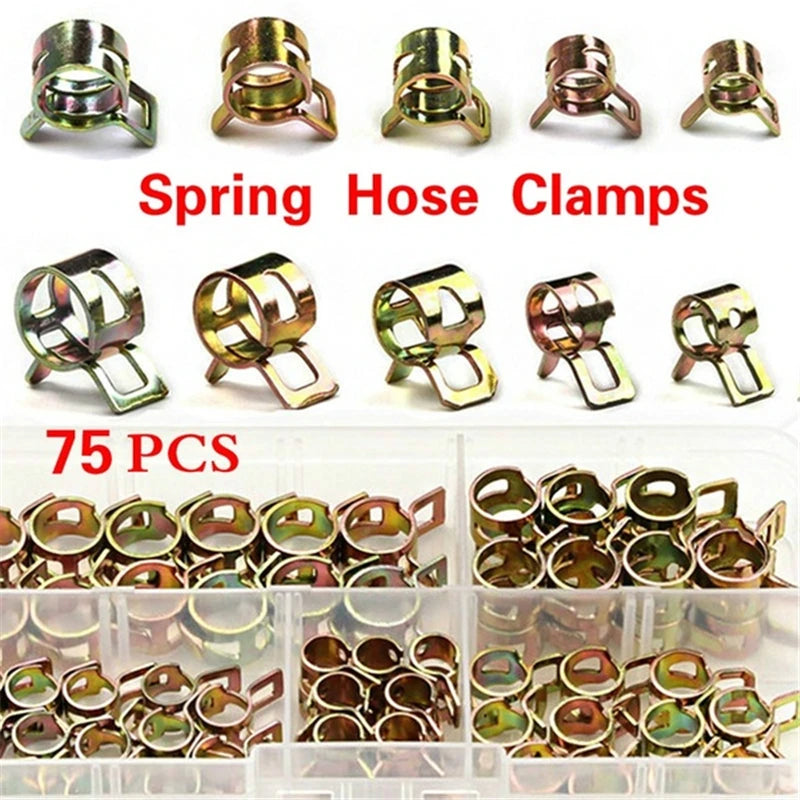 75Pcs 6mm/7mm/8mm/9mm/10mm For Choose Fuel Spring Clip Vacuum Silicon Hose Clamp Autos Spring Clip Fuel Oil Water Tube Clamp