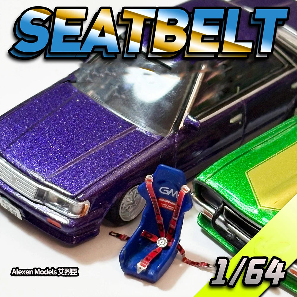 Alexen 1/64 Diecast Model Car Metal Seat Belt Toy Cars Detail-up Parts