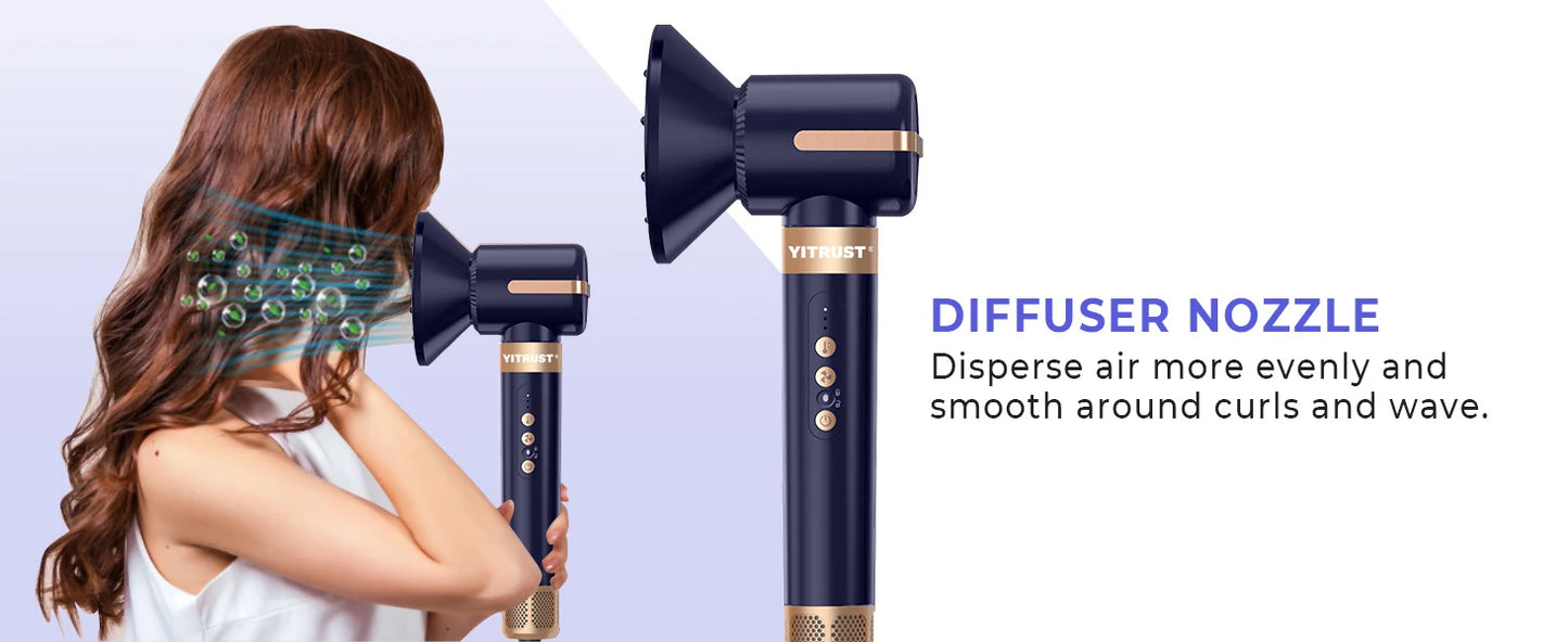 7 In 1 Hair Dryer Brush Brushless High Speed Hair Dryer with Diffuser Ionic Blow Dryer Hot Air Styling Comb Auto Hair Curler