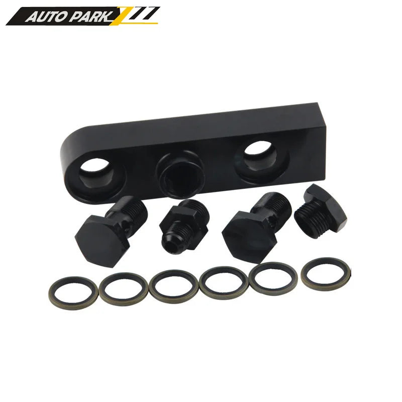 AN6 8 10 Billet Aluminium Assembly 2 in 1 inlet bracket for external Dual Twin Fuel Pumps