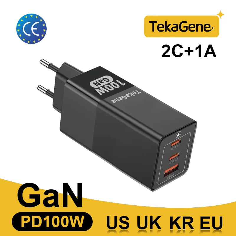 PD 100W GaN Charger USB Type C Fast Charger With Quick Charge 4.0 3.0 USB Phone Charger For iPhone 16 Pro Max Galaxy S24 Laptop