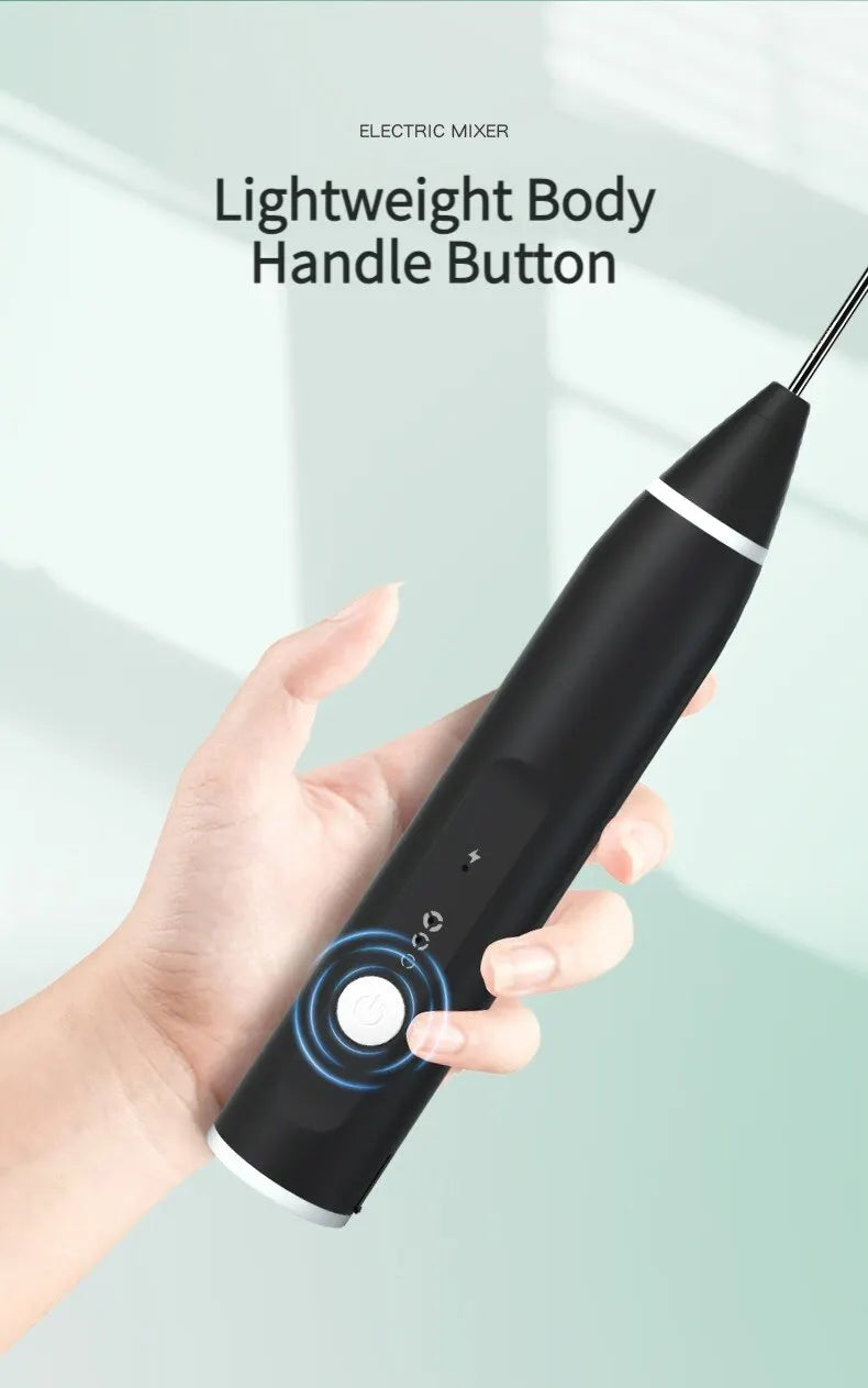 1 PCS Electric Milk Frother Portable Egg Beater USB Rechargeable