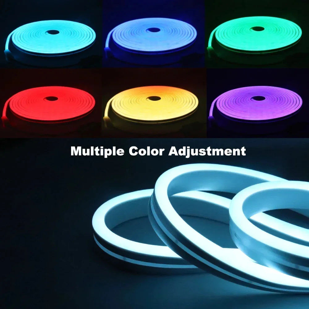 RGB LED Neon Lights with 44Keys Remote Flexible Neon Strip Lights 5V RGB Rope Lights Gaming Led Neon Light Strip for Bedroom