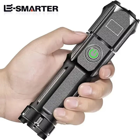 Telescopic Zoom Tactical Flashlights Rechargeable LED Torch 4 Lighting Modes Long-Range