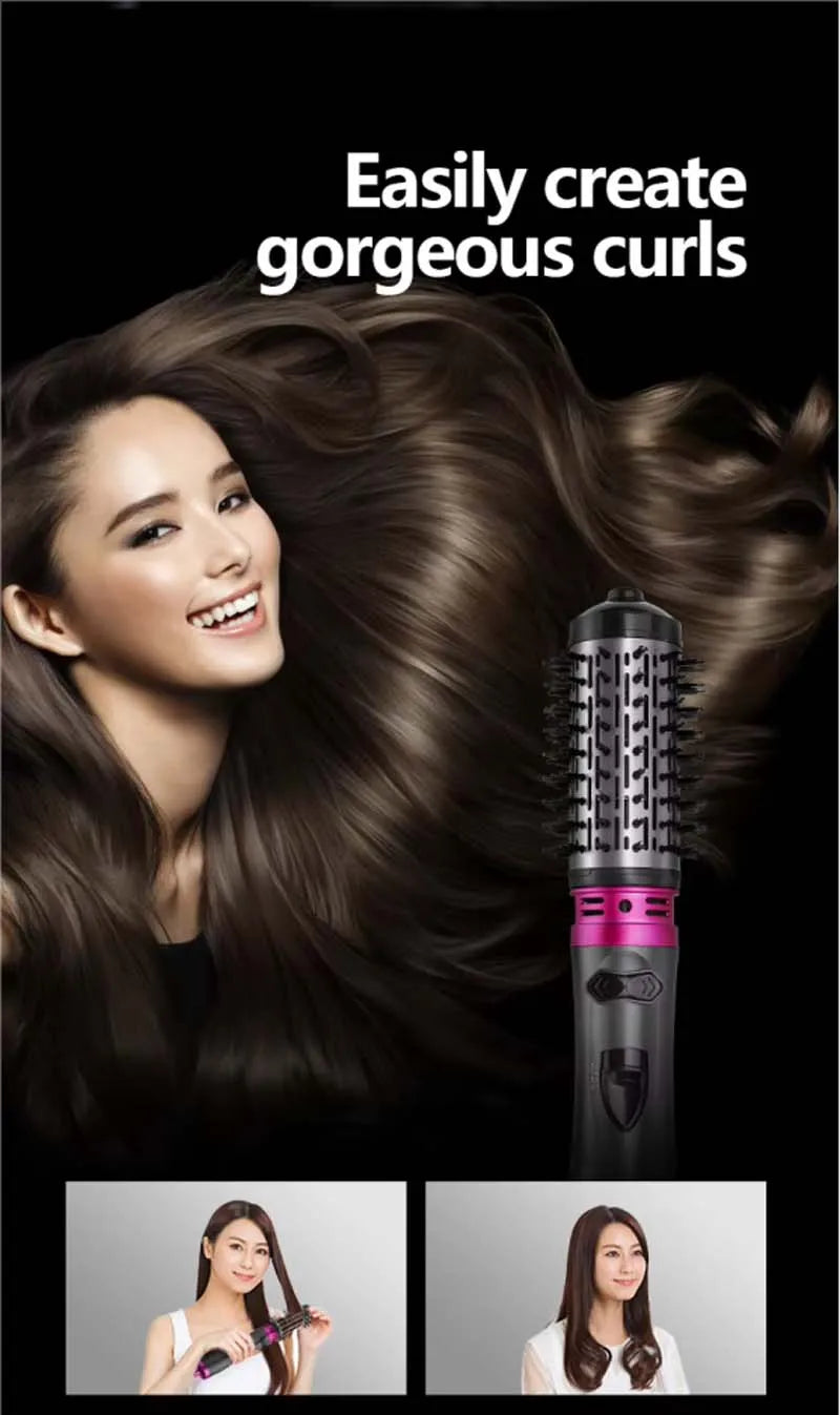 Multifunctional 3 In 1 Hot Air Brush Automatic Rotating Curler Round Rotating Rotating Hair Brush Hot Air Dryer Volumizer Styler