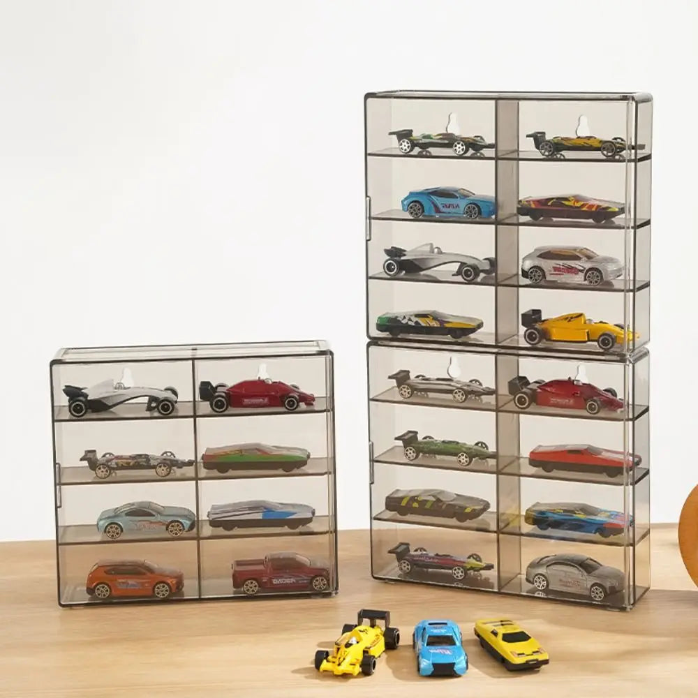 8 Grids Transparent Dustproof Acrylic Display Rack Toy Model Cars Display Box Wall Mounted 1:64 Storage Box Hotwheels Cars