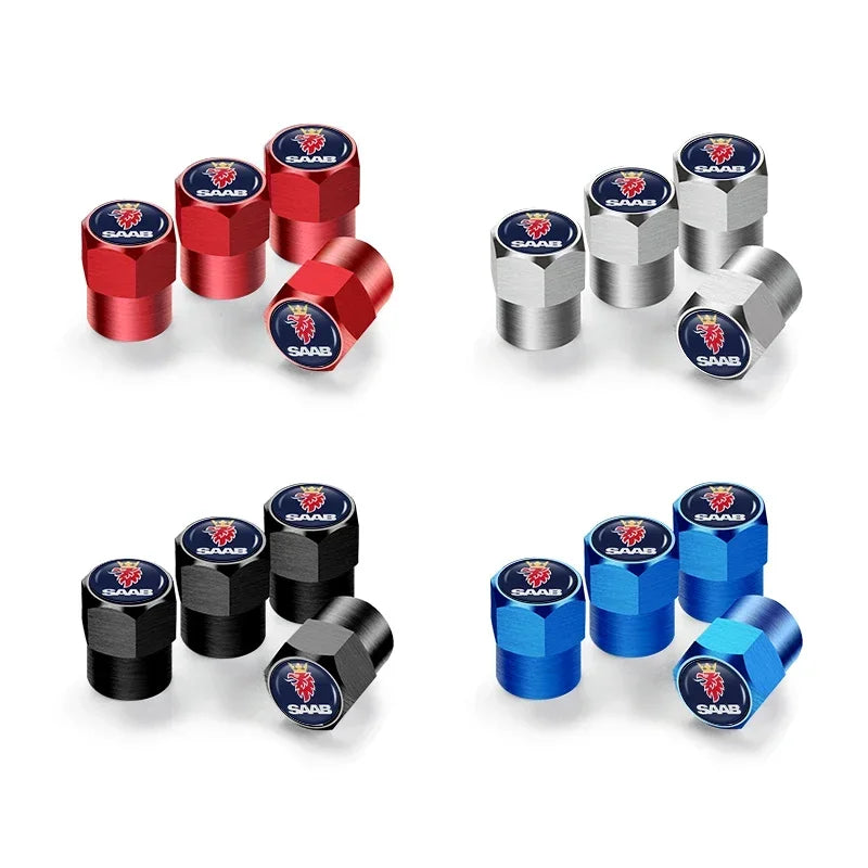 4PCS Car Tire Wheel Stem Air Valve Caps Covers For SAAB 9-4X 9-7X 9-3 9-5 9-2X 9-X
