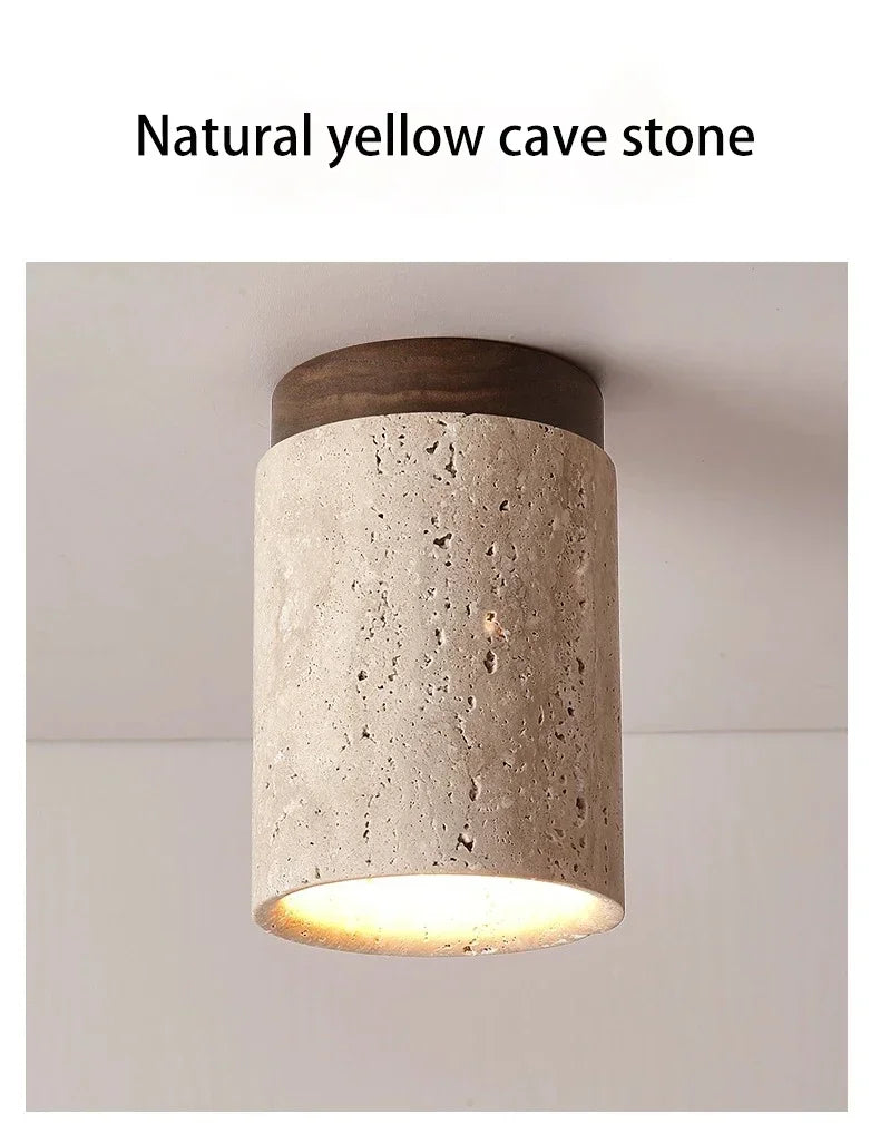 Modern Stone Travertine Ceiling Lamp Bedroom Corridor Flush Mounted