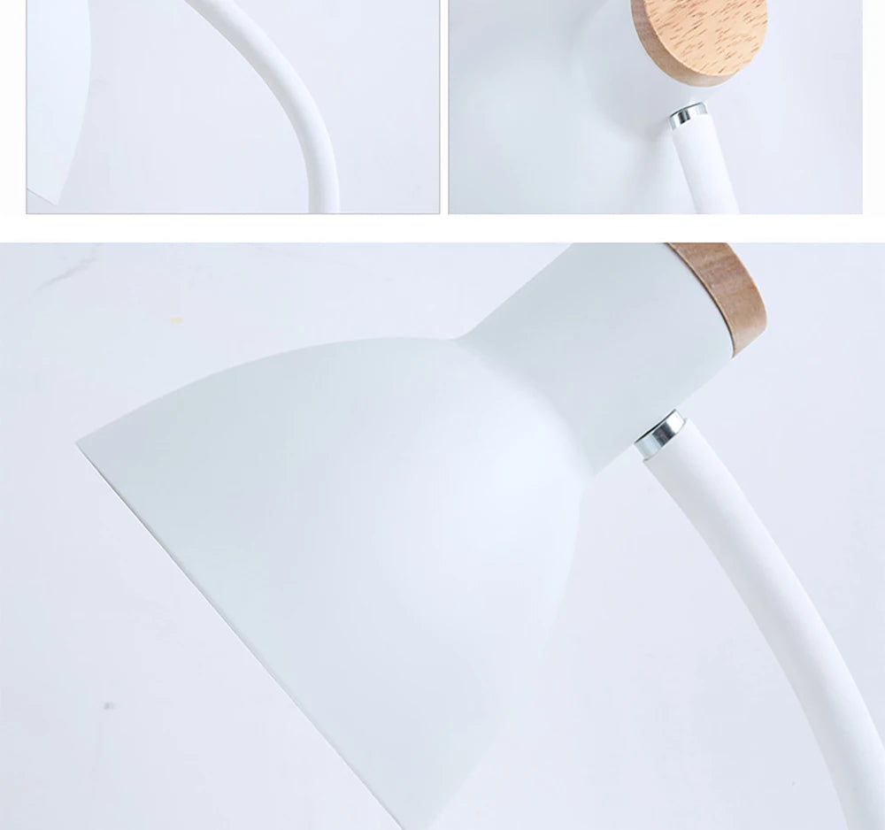 Bedside Table Lamp Nordic Desk Lamp Bedroom Study Lamps Wood Creative Flex Lights LED E27 For/Eye Protection Reading&Living Room
