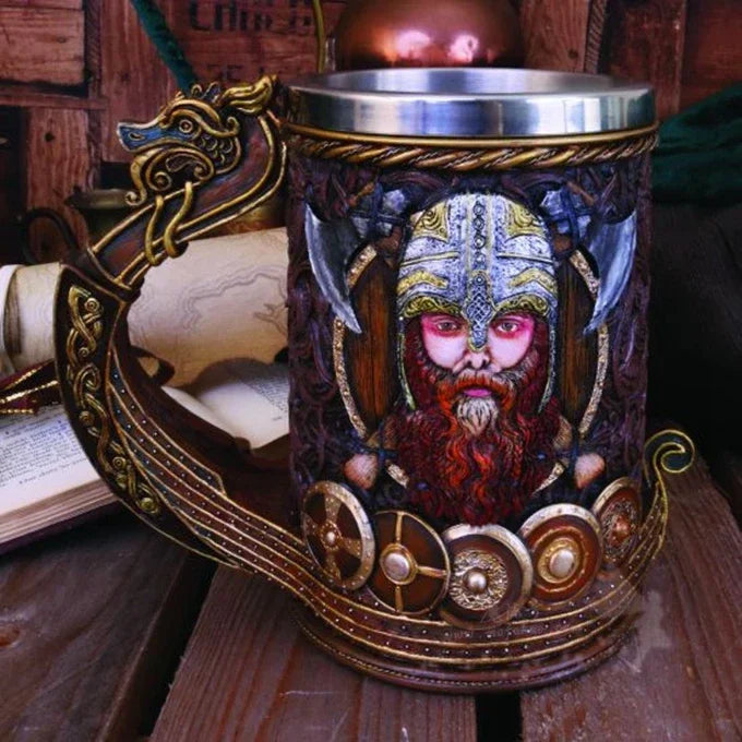 Medieval Viking Retro 3D Sword Skull Beer Mug With Stainless Steel Insert Resin Big Capacity Coffee Cups Men's Halloween Gift