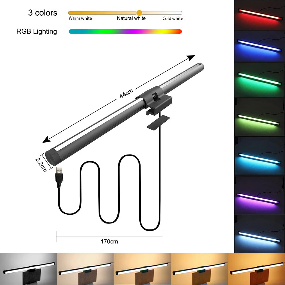 LED Desk Lamp Monitor Light Bar Eye-Care Stepless Dimming Lighting