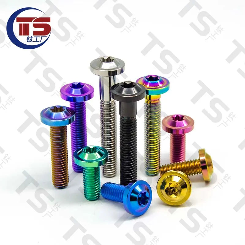 Torx Titanium Bolts 10 pcs TS M4/M5/M6/M8X10/15/20/25/30/35-60mm multicolour grade 5