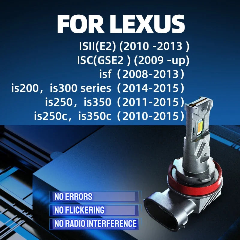 Lexus IS200 IS300 IS250 IS350 2010 2011 2012 2013 2014 2x Car LED Front Fog Lights Bulbs Dual Colours Switchback White Yellow