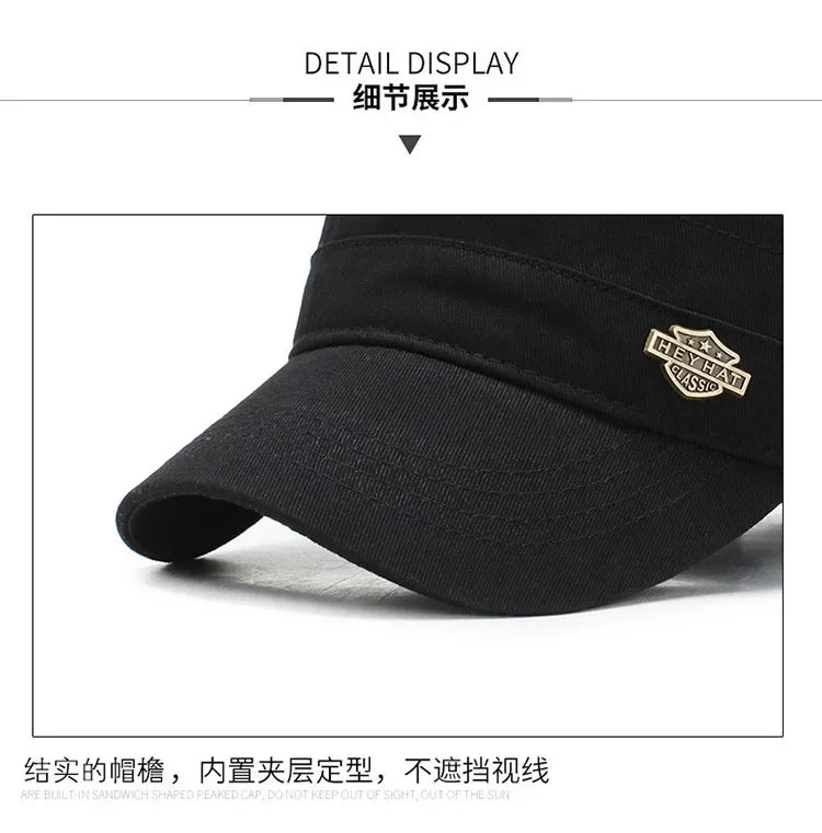 Men Baseball Cap  Flat Caps  Spring Autumn Tactical Hat Men's Flat Top Cotton Cap Sports Leisure Hats