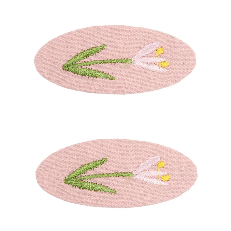 2Pcs/set Sweet Embroidery Hair Clips For Girls Waterdrop Shape BB Hairpin Barrettes Kids Hairpins Headwear Hair  Accessories