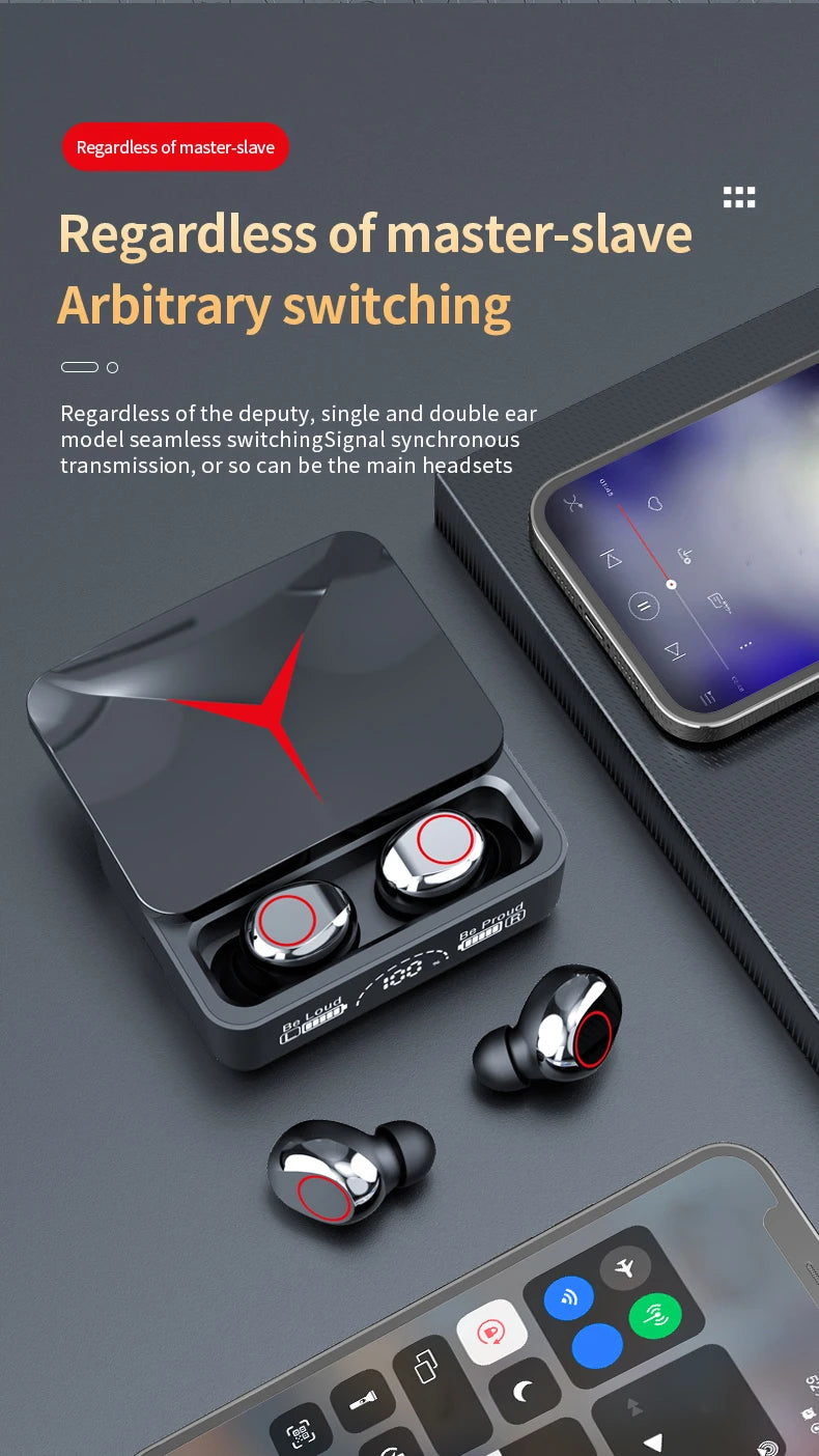 Original TWS M90 Wireless Headphones Sliding Cover Gaming Earphone Bluetooth 5.3