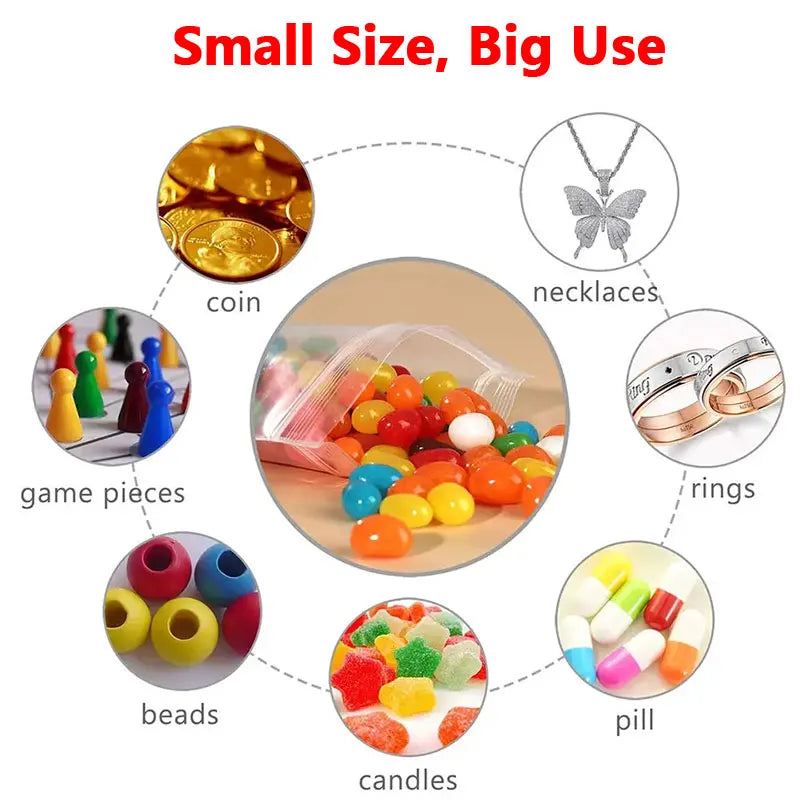 100Pcs Thicken Zipper Sealed Bags Clear Plastic Storage Zipper Bags