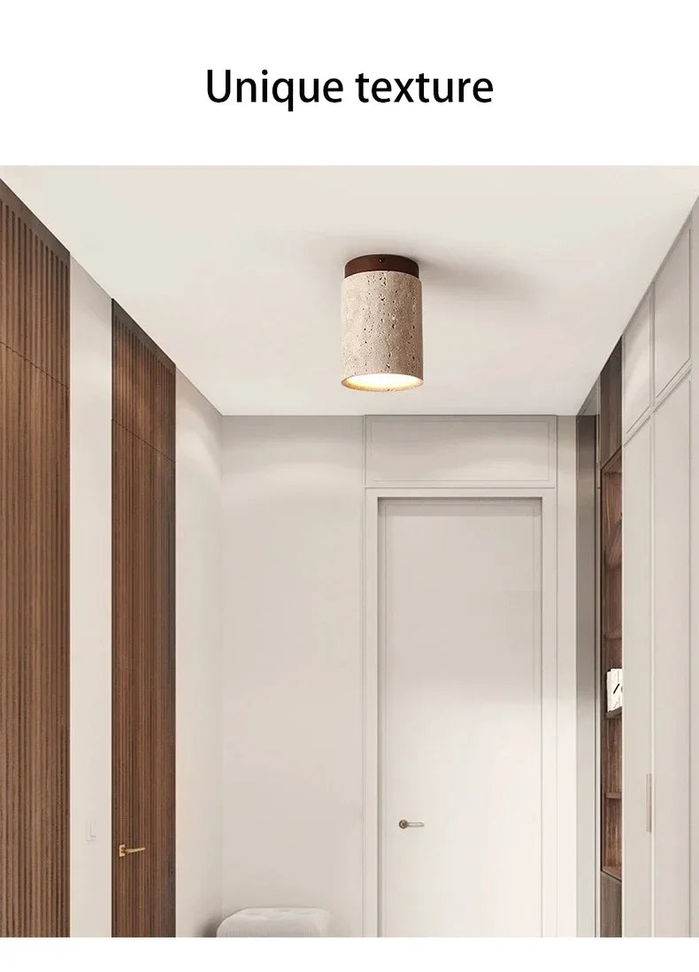 Modern Stone Travertine Ceiling Lamp Bedroom Corridor Flush Mounted