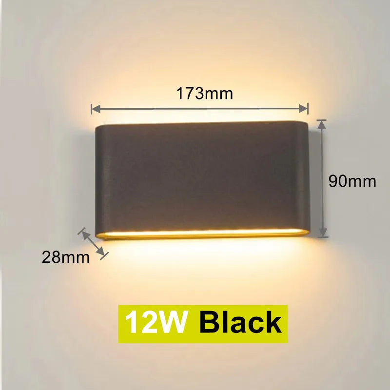6W 12W LED Wall Lamp Outdoor Waterproof Garden Lighting Aluminum