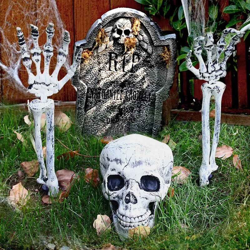 Halloween Decorations Scary Props Realistic Skeleton Skull & Hands Halloween Home Decor Yard Prank Festivals Party Supplies
