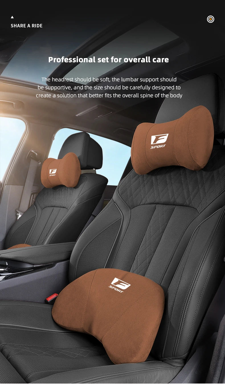 Lexus F-Sport Suede Headrest Memory Cotton Neck Pillow For Lexus ES300 RX330 RX300 GS300 IS250 IS200 CT200h IS300 NX RX LX GX GS