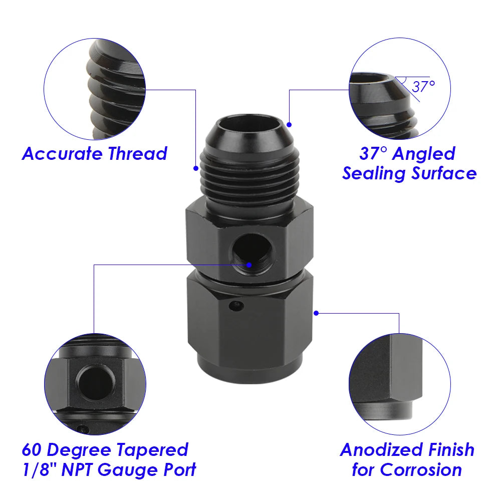 Universal Female To Male Flare Fuel Pressure Take Off Hose Pipe Adapter Fittings AN6/AN8/AN10 with 1/8 NPT Port