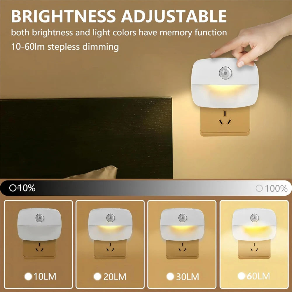 LED Night Light EU Plug In Smart Motion Sensor Light 220V Wall Lamp for Home Aisle