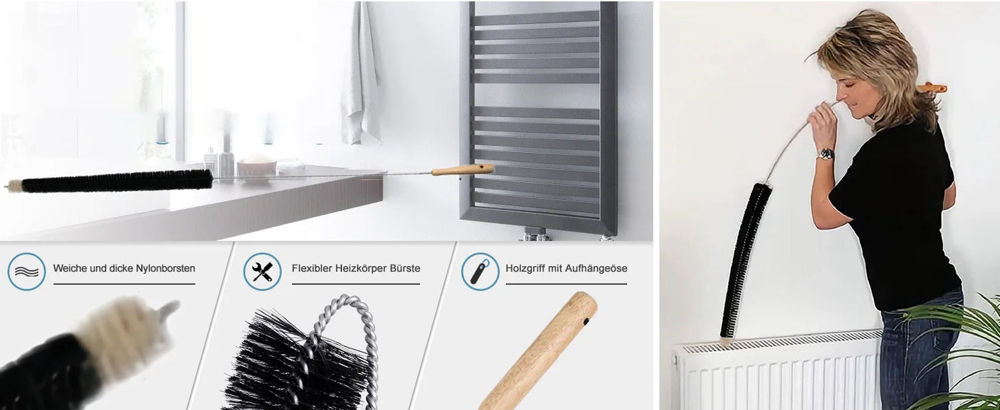 1PCS Radiator brush - 120 cm - Radiator brush with goat hair bristles