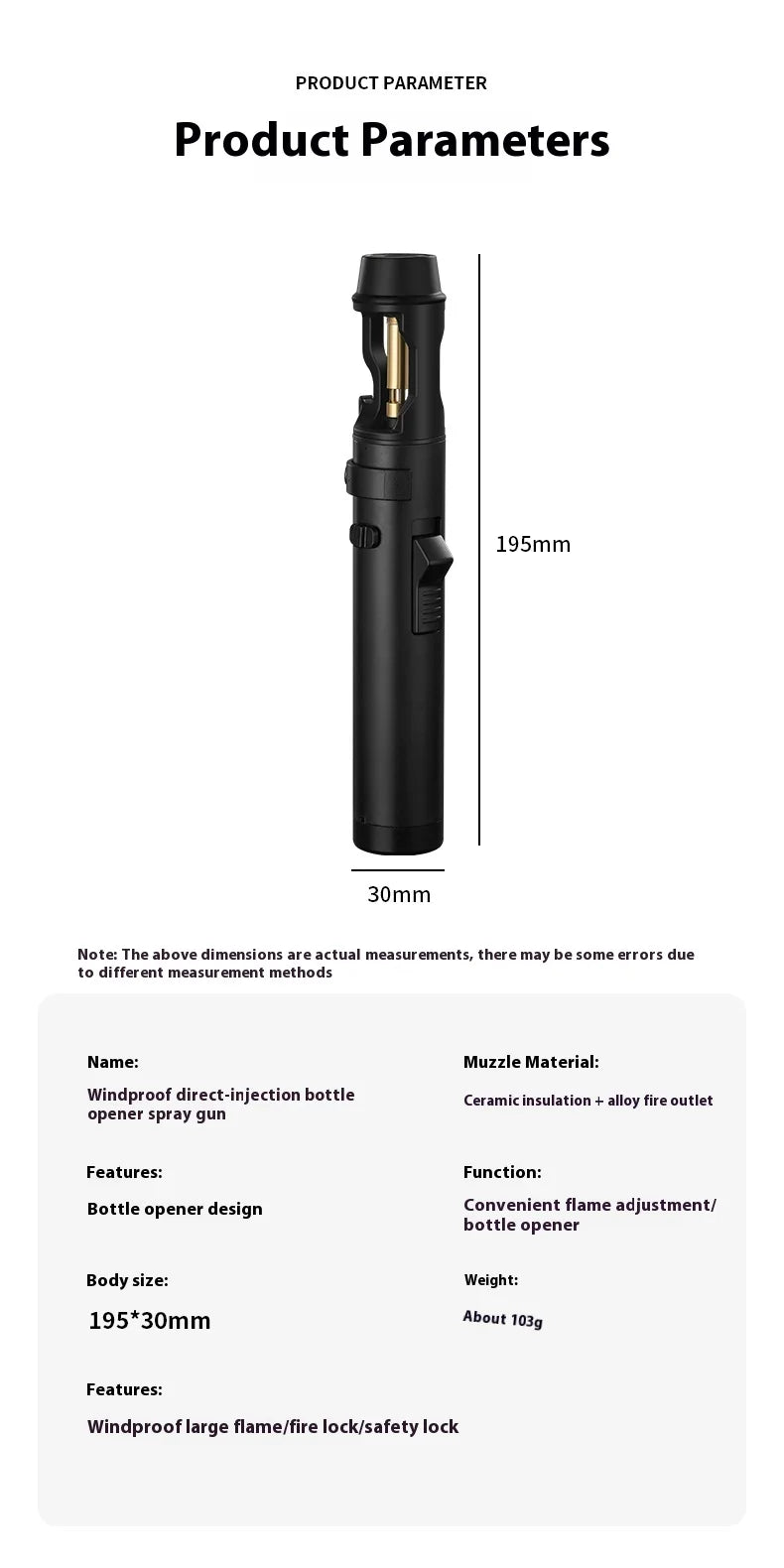 Powerful Metal Gas Lighter Windproof Kitchen Cooking Torch Flame Jet Barbecue