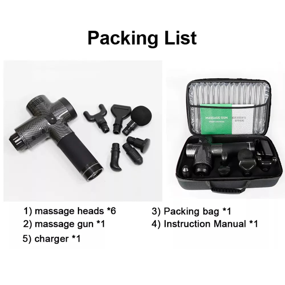 Massage Gun Electric Percussion Pistol Massager Body Neck Back Deep Tissue Muscle Relaxation Pain Relief Fitness