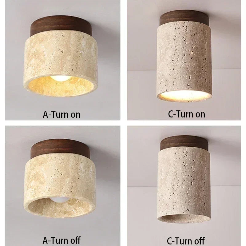 Modern Stone Travertine Ceiling Lamp Bedroom Corridor Flush Mounted