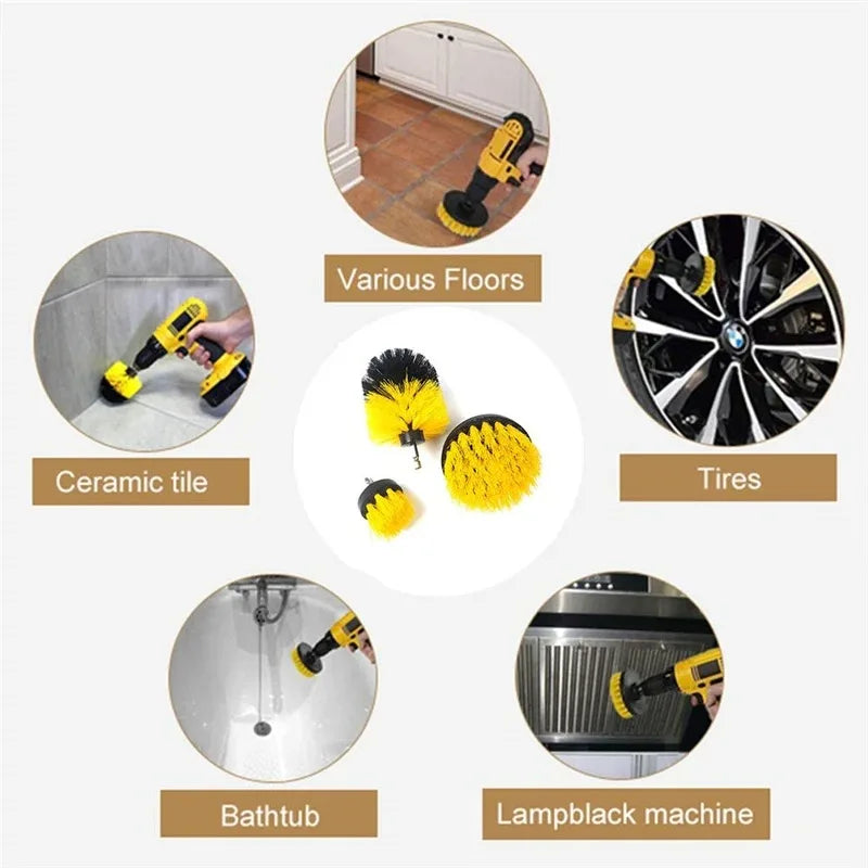 3pcs Drill Brush Attachment Set Power Scrubber Brush
