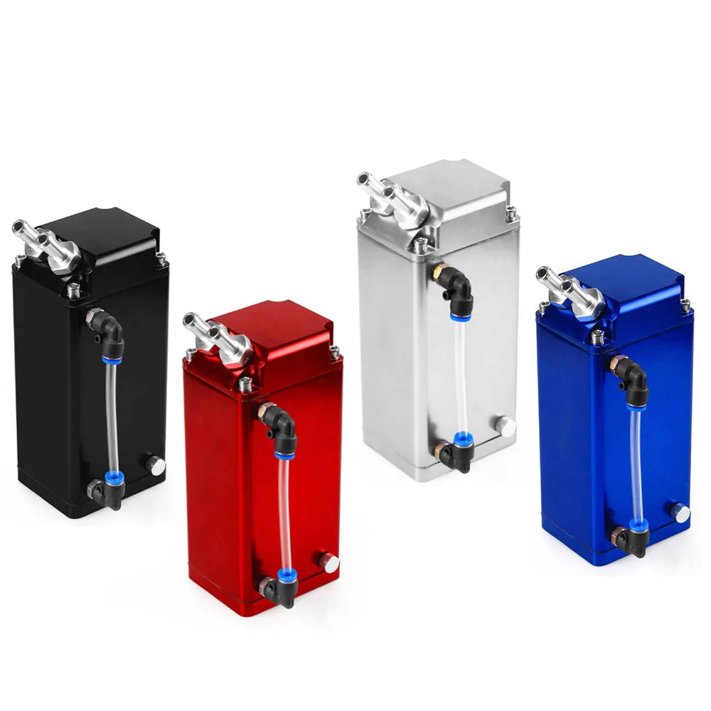 Universal Square Style Oil Catch Can Oil Tank Reservoir Breather Kit 0.5L Aluminium Racing Fuel Surge