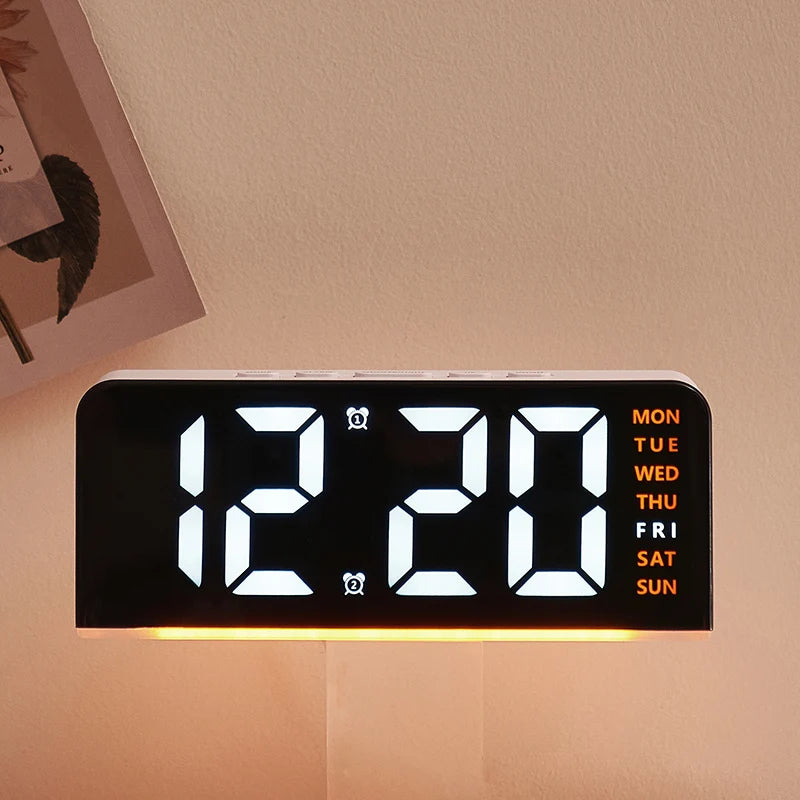 USB Powered Digital Alarm Clock with Mood Light Dual Alarm Snooze Table Clock