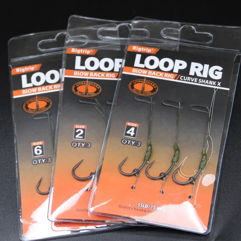 Carp Fishing Line Hair Rig Loop Rigs  ready-tied Soft hook