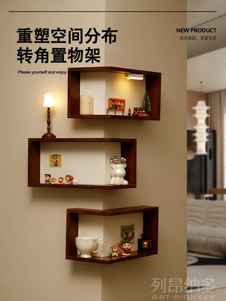 Corner corner shelf, high-end living room, bedroom wall storage rack, creative wall decoration painting