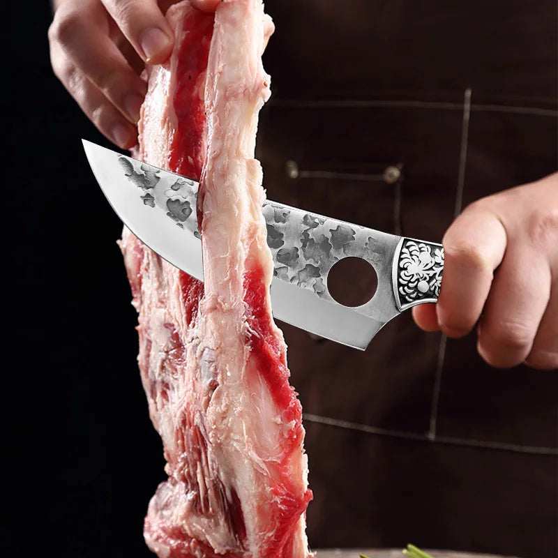 Hand-Forged Boning Knife Professional Butchers' Knife Wood Handle Cleaver Meat Kitchen Knife Chef Slicing Fruit Utility Knife