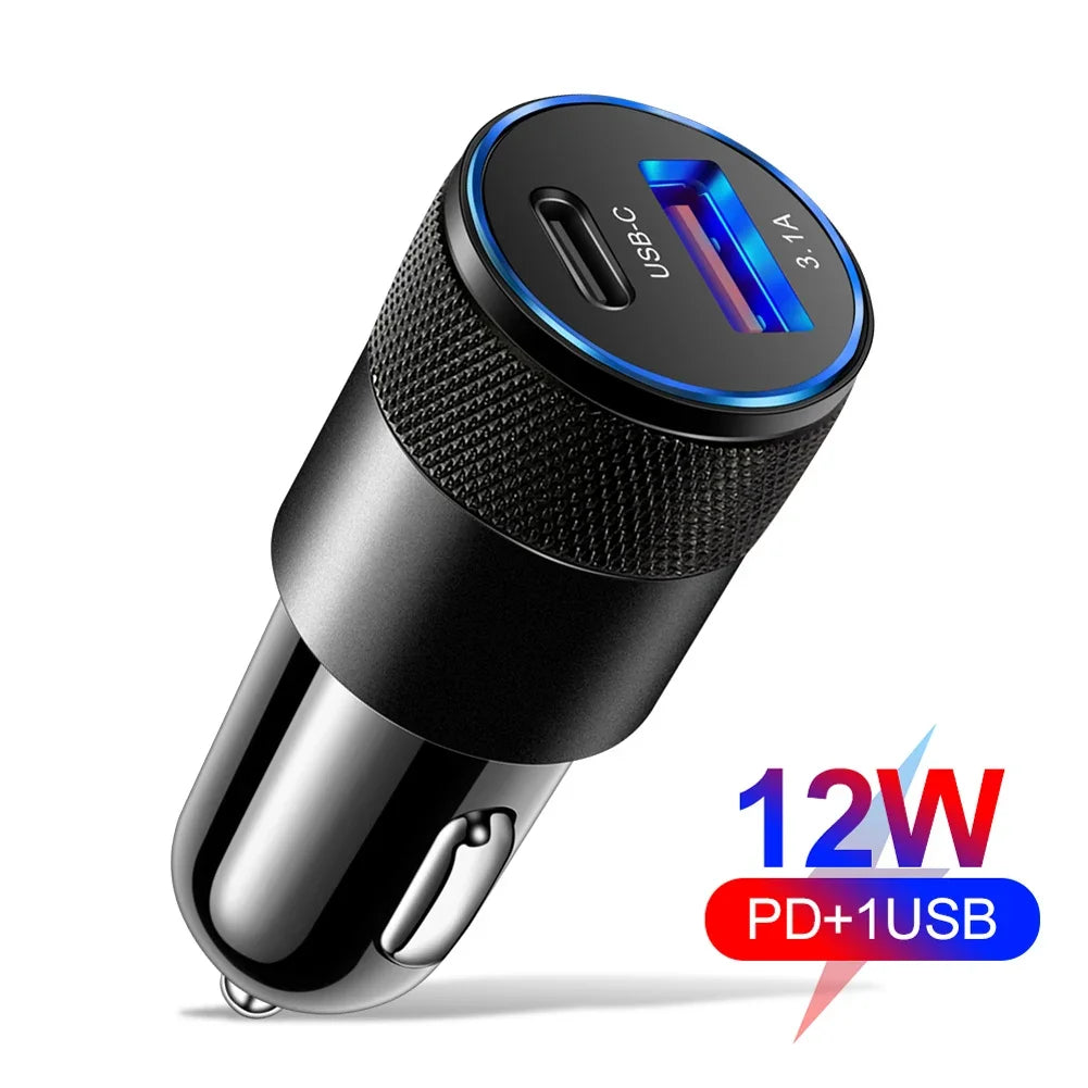 66W USB Car Charger 3.0 USB Type C Fast Charging Phone Adapter For Iphone Laptops Tablets