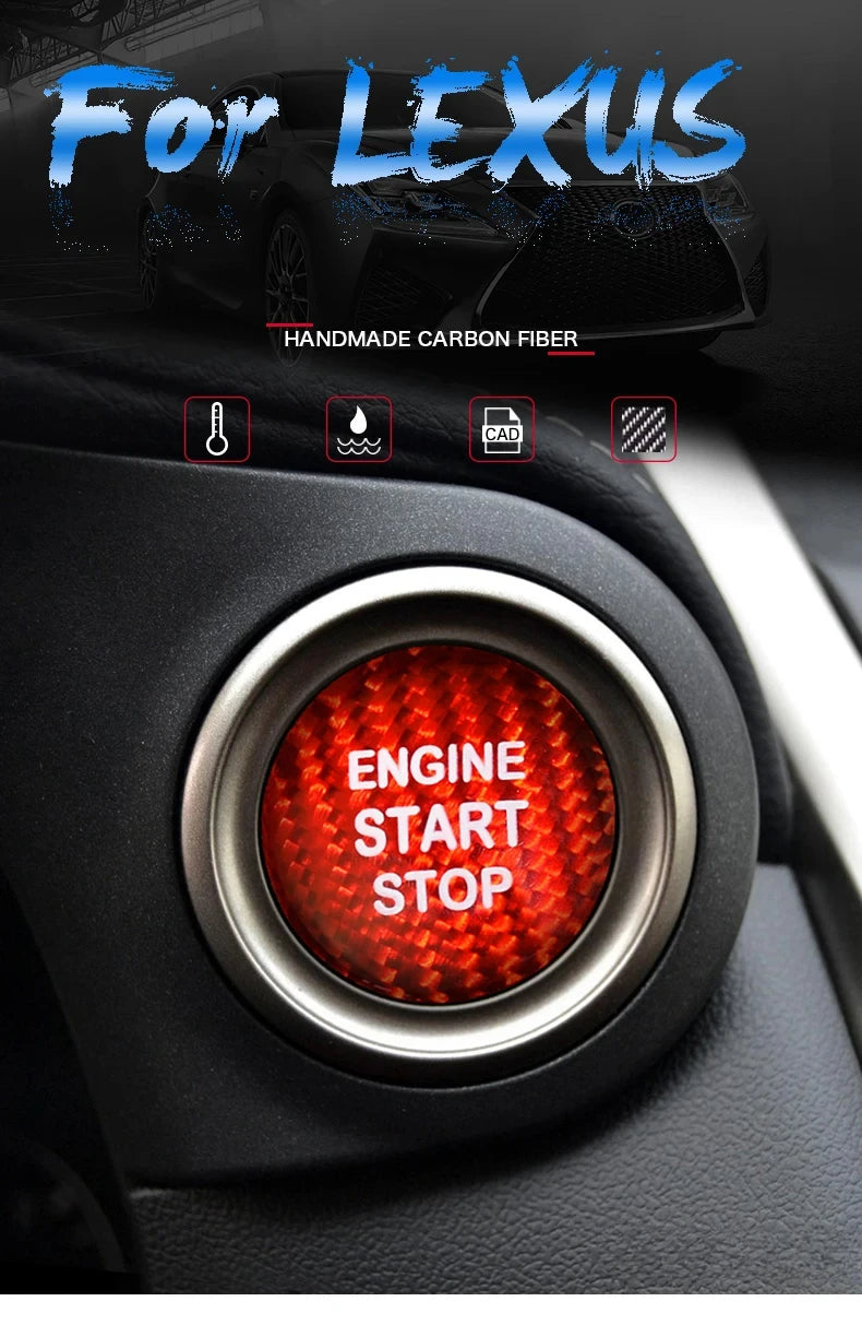 Carbon Fibre Lexus Engine Start Sticker for LEXUS IS250 IS200 IS300 ES350 ES300 GS300 NX RX300 RX330 RX350 LX470 LX570