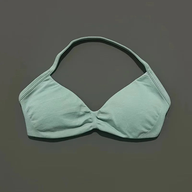 Sports Bra Push Up Strappy Sexy Open Back Gym Crop Top