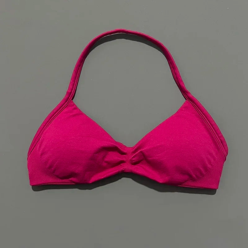 Sports Bra Push Up Strappy Sexy Open Back Gym Crop Top