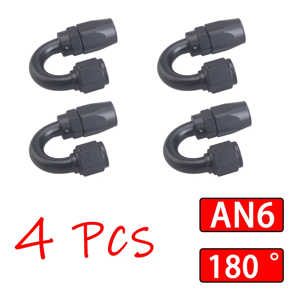 4Pcs Universal AN4 AN6 AN8 AN10 AN12 Straight 45° 90° 120° 180° Degree Oil Fuel Swivel Hose End Fitting Oil Hose End Adaptor Kit