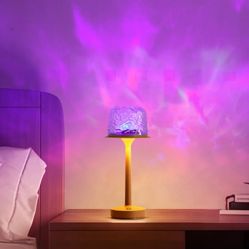 2025 New High footed Water ripple Atmosphere Remote Control Desk Lamp Romantic Gift Projection Nightlight