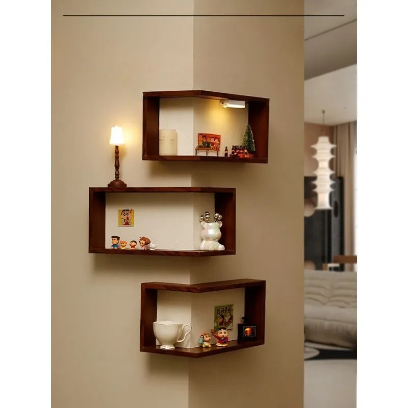Corner shelves, bedroom wall storage racks, creative wall decorative paintings