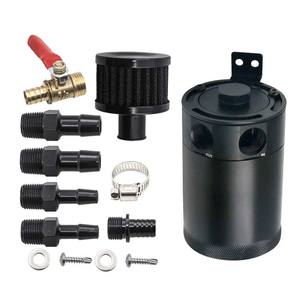 Universal Air Oil Separator Universal Aluminum 2-port Oil Catch Can Tank Oil Catch Can Baffled Car Accessories
