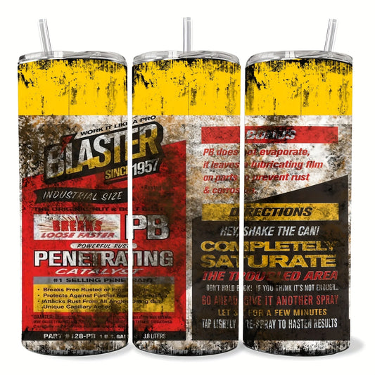20oz Vintage Print Stainless Steel Insulated Tumbler - Reusable, Multipurpose