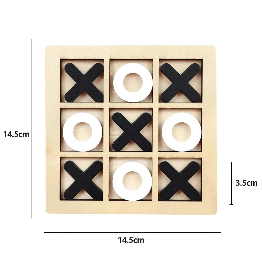 Wooden XO Tic Tac Toe Game Mini Chess Board Interaction Puzzle Training Montessori Educational Toys Gift for Kids Boy Girl